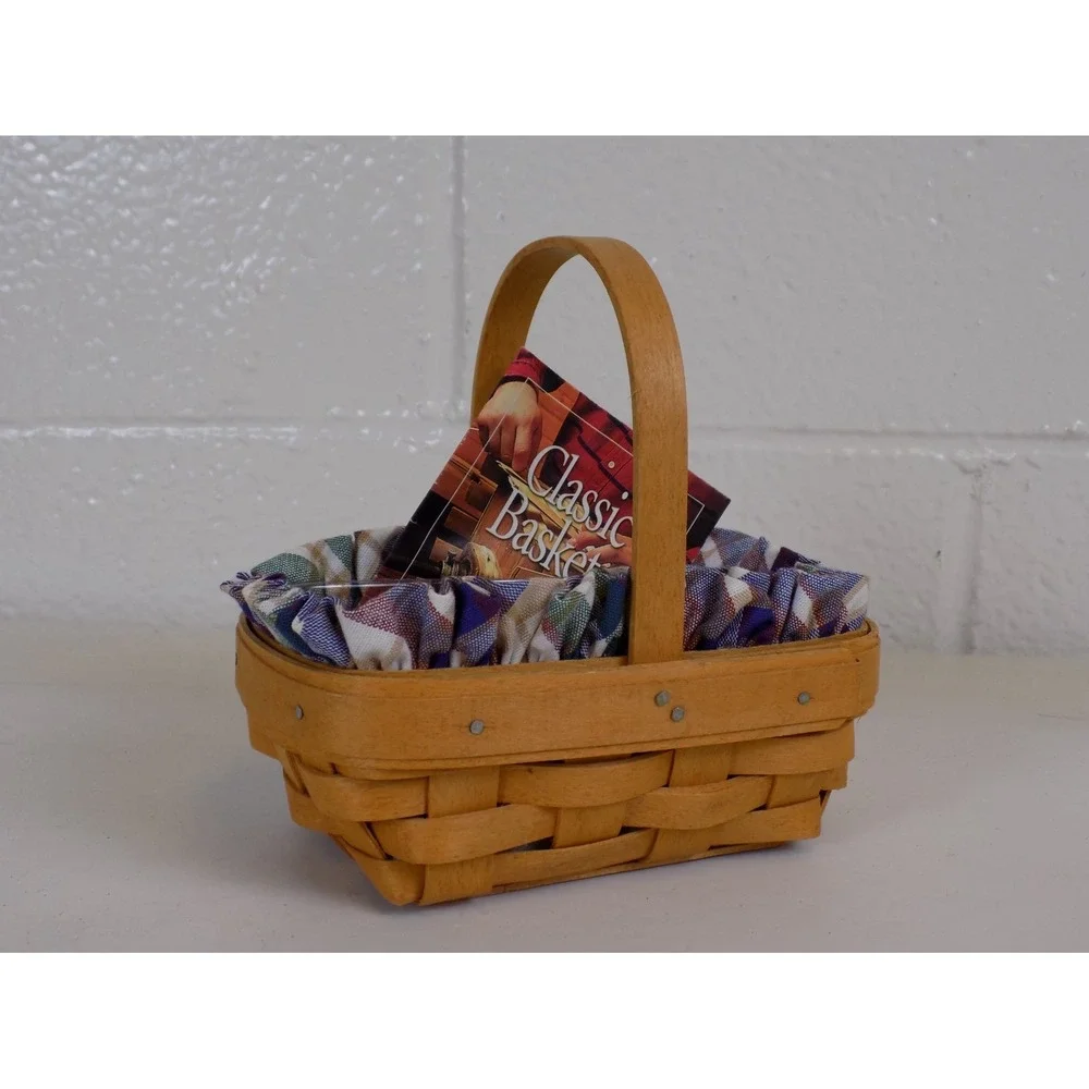 Parsley Booking Basket w/ Plaid Liner Protector & Card 2000 Longaberger Vintage